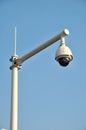 Security camera,Street monitor, Security camera record live,in blue sky Royalty Free Stock Photo